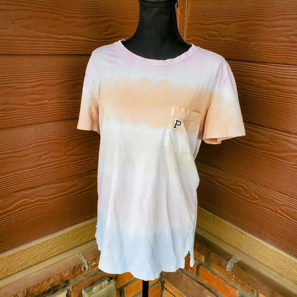 VS PINK 2019 Campus Embroidered Logo Pocket Tie-Dye T-Shirt Size Small - Picture 5 of 14